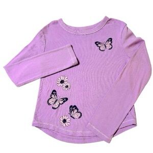 Girls Old Navy Long Sleeve Textured Knit Graphic T-Shirt Butterfly-L 10-12